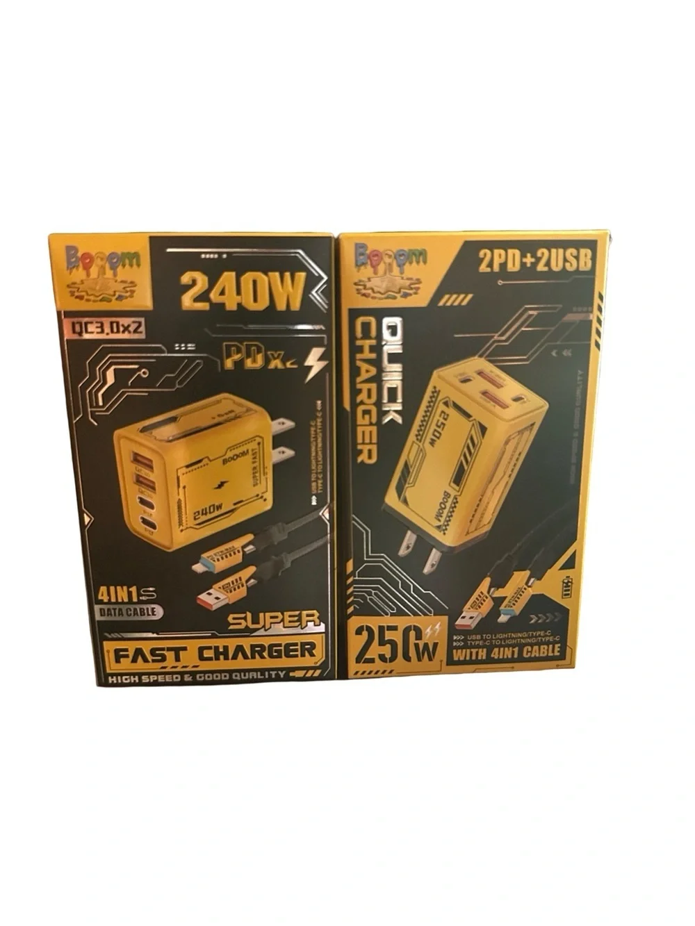 240W Fast USB-C PD & USB Wall Charger - Yellow